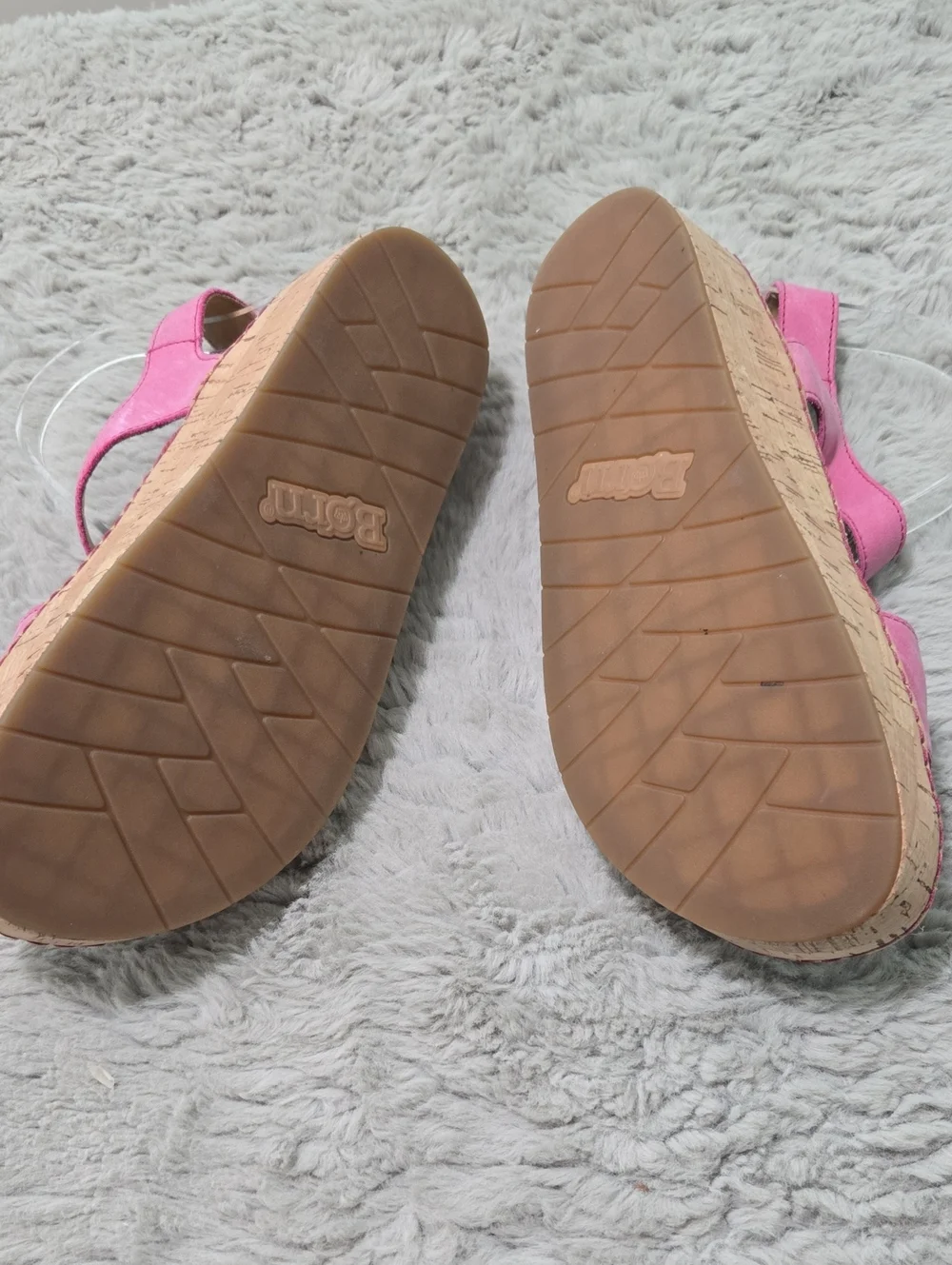 Born Sari bubblegum pink colorway cork platform sandals adjustable strap size 9